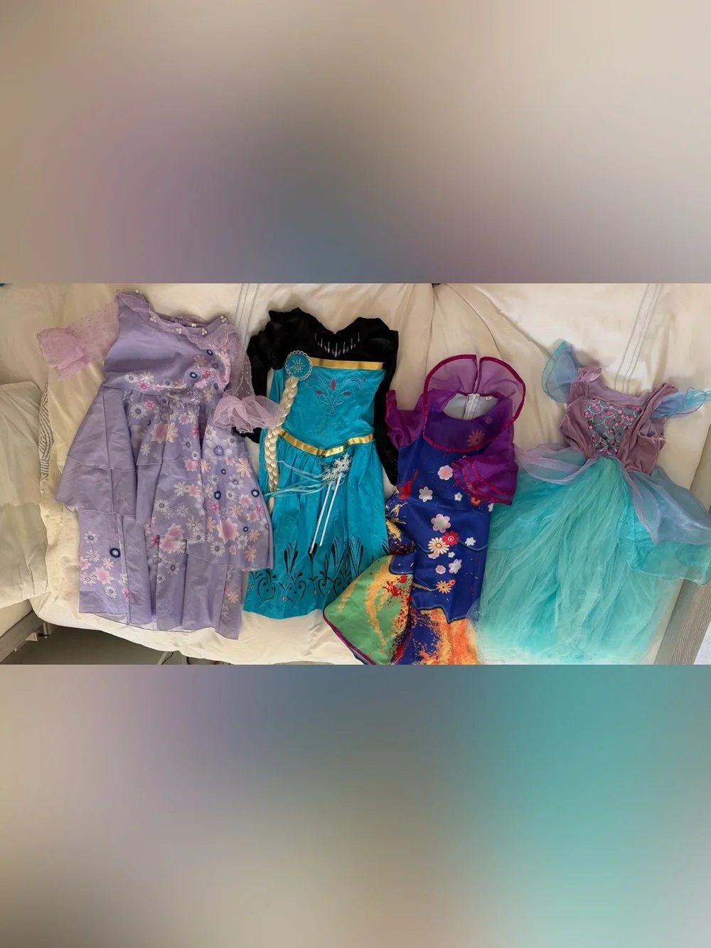 Girls’ Disney Encanto, Frozen & Princess Dress-Up Costume Lot – Ages 8–10 – $35